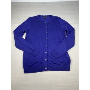 Nicole Miller Original Women's‎ Cardigan Sweater Metallic Threads Medium Blue